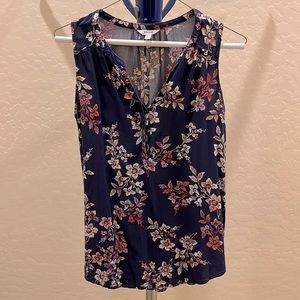 Sonoma Navy Floral Pattern Sleeveless Top